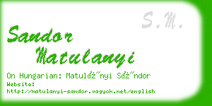 sandor matulanyi business card